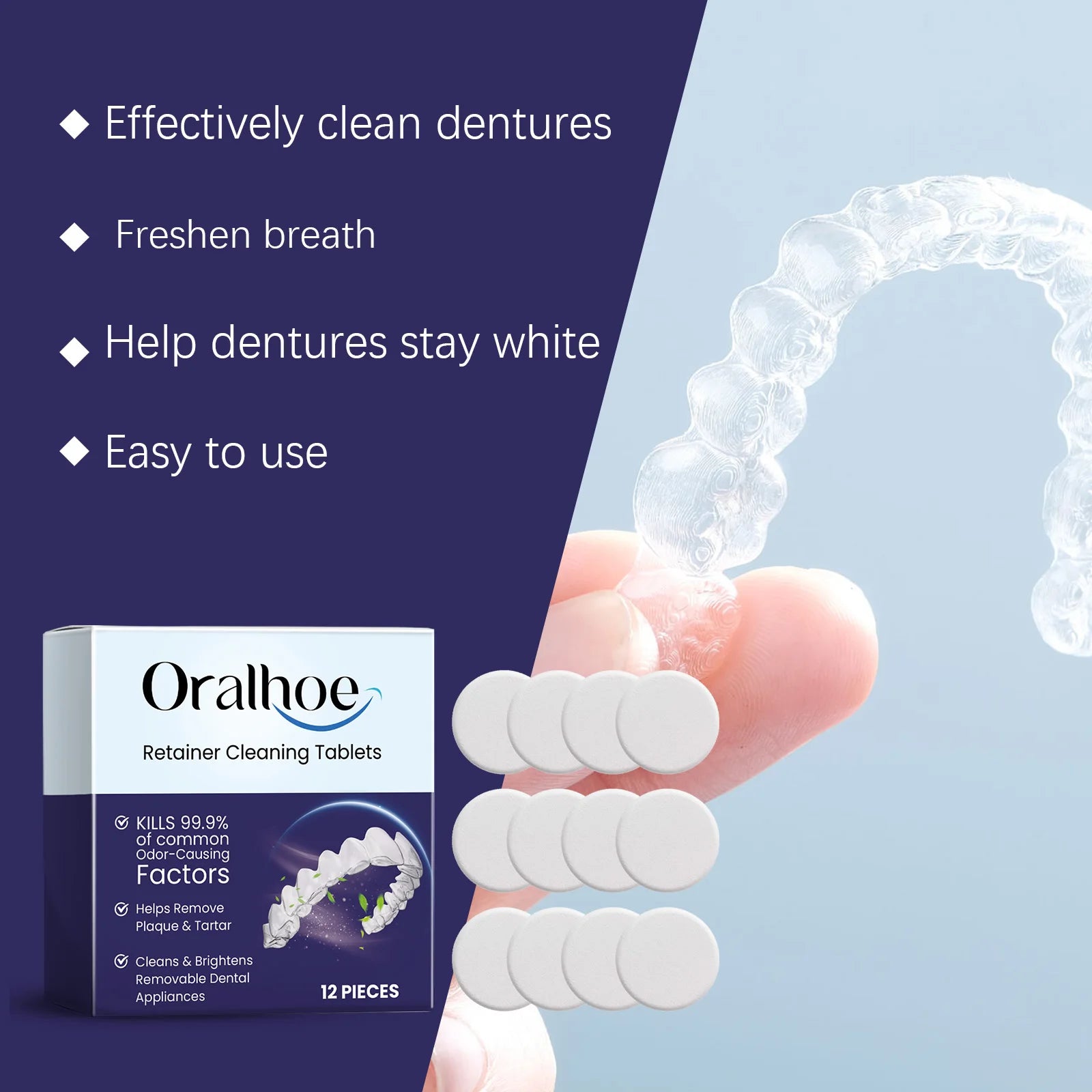 Effervescent Denture and Retainer Cleaning Tablets for Daily Oral Hygiene - 11