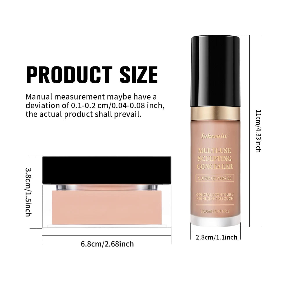 Smoothing Face Concealer and Matte Setting Powder Makeup Set - 8