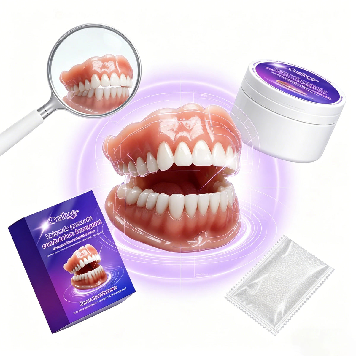 Soft Silicone Snap-On Denture Kit for Realistic Natural Looking Smile