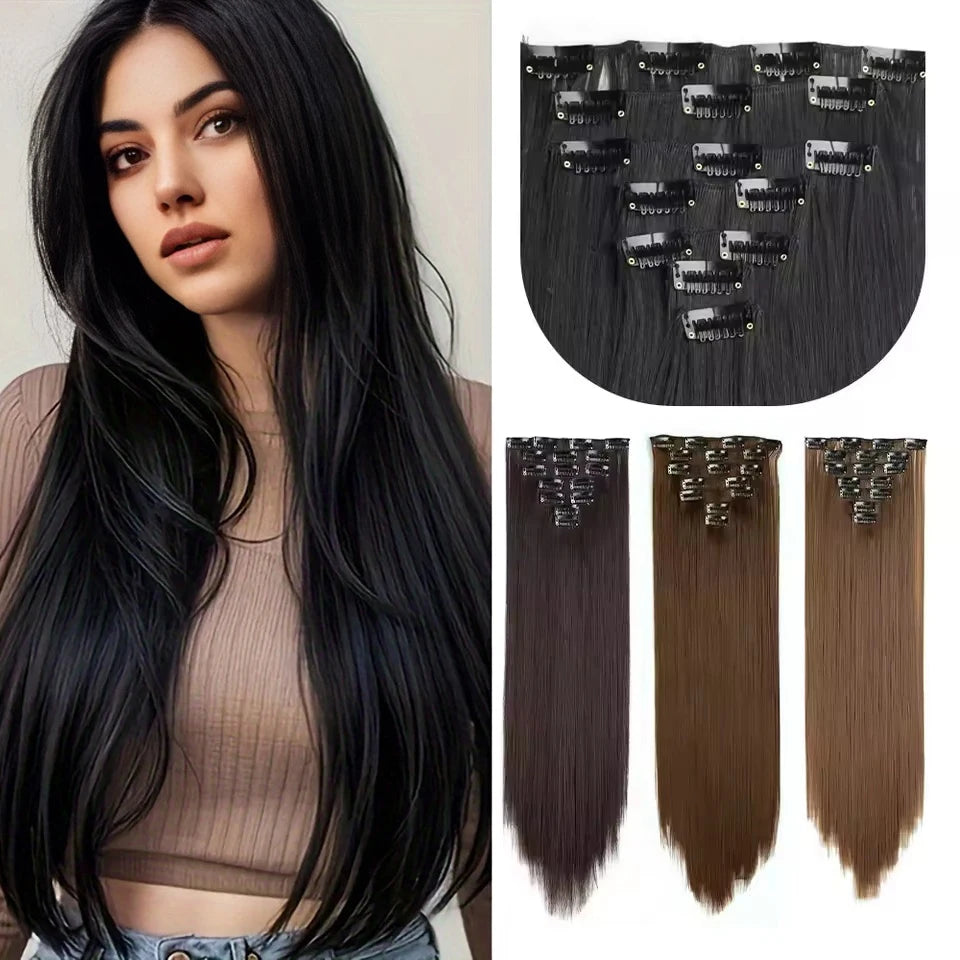 Straight Clip-In Hair Extensions for Instant Length and Volume