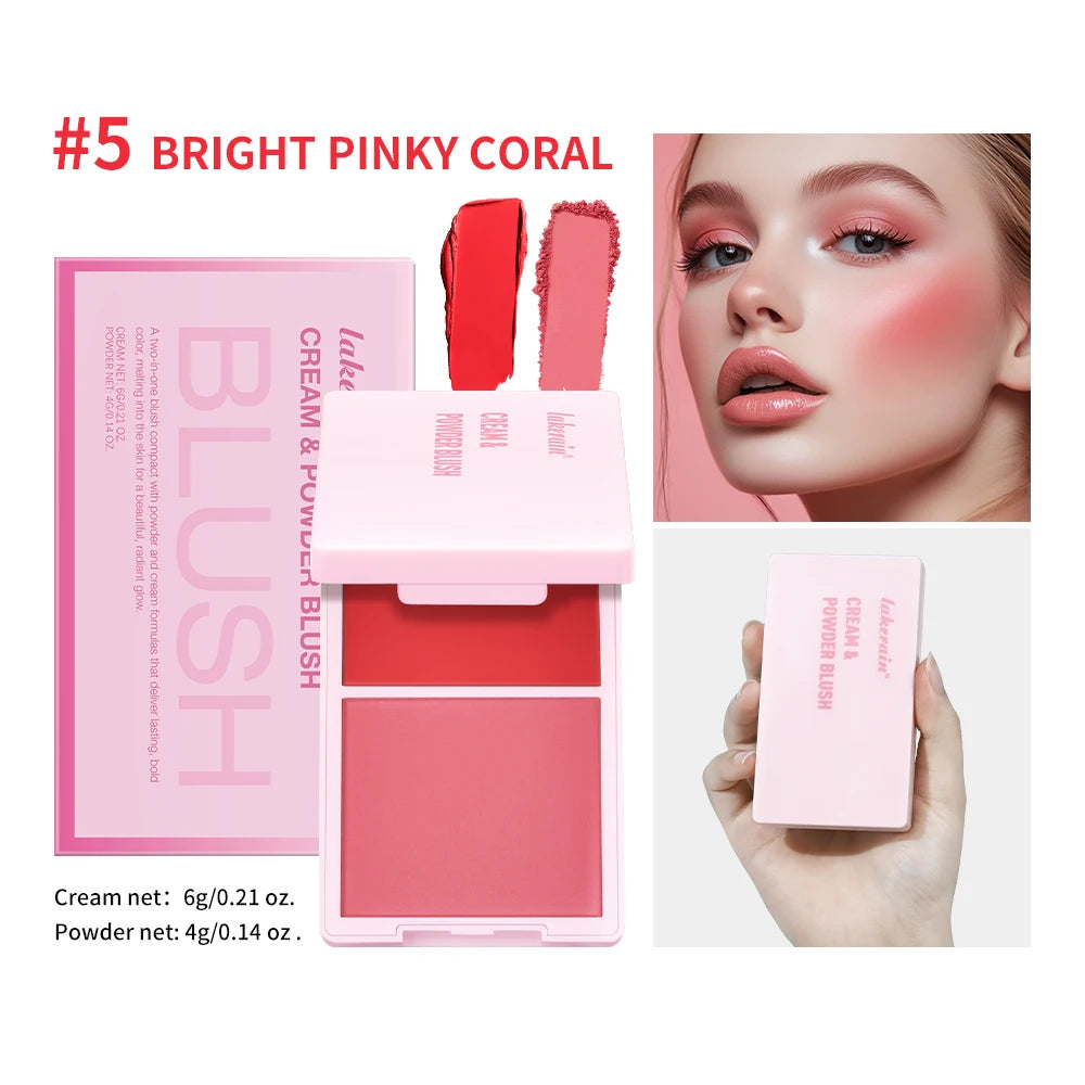 2-in-1 Cream and Powder Blush Palette for Long-Lasting Radiant Makeup - 20