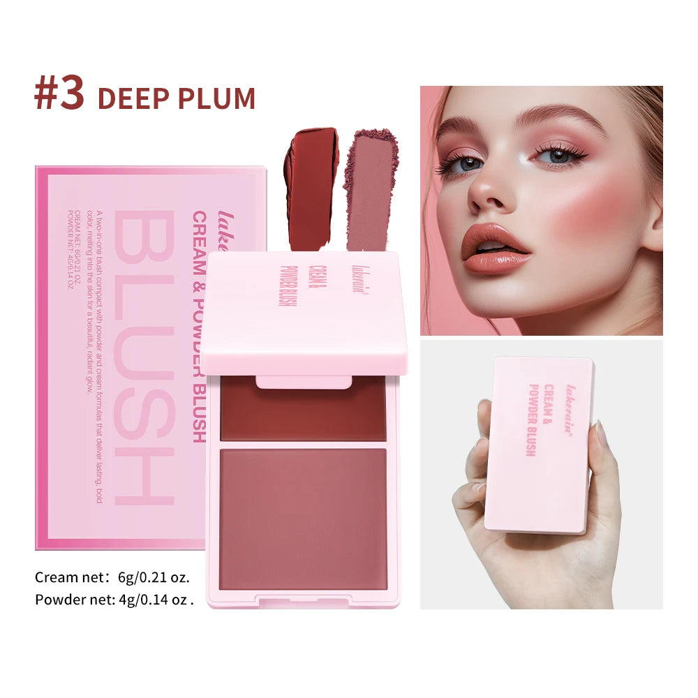 2-in-1 Cream and Powder Blush Palette for Long-Lasting Radiant Makeup - 25