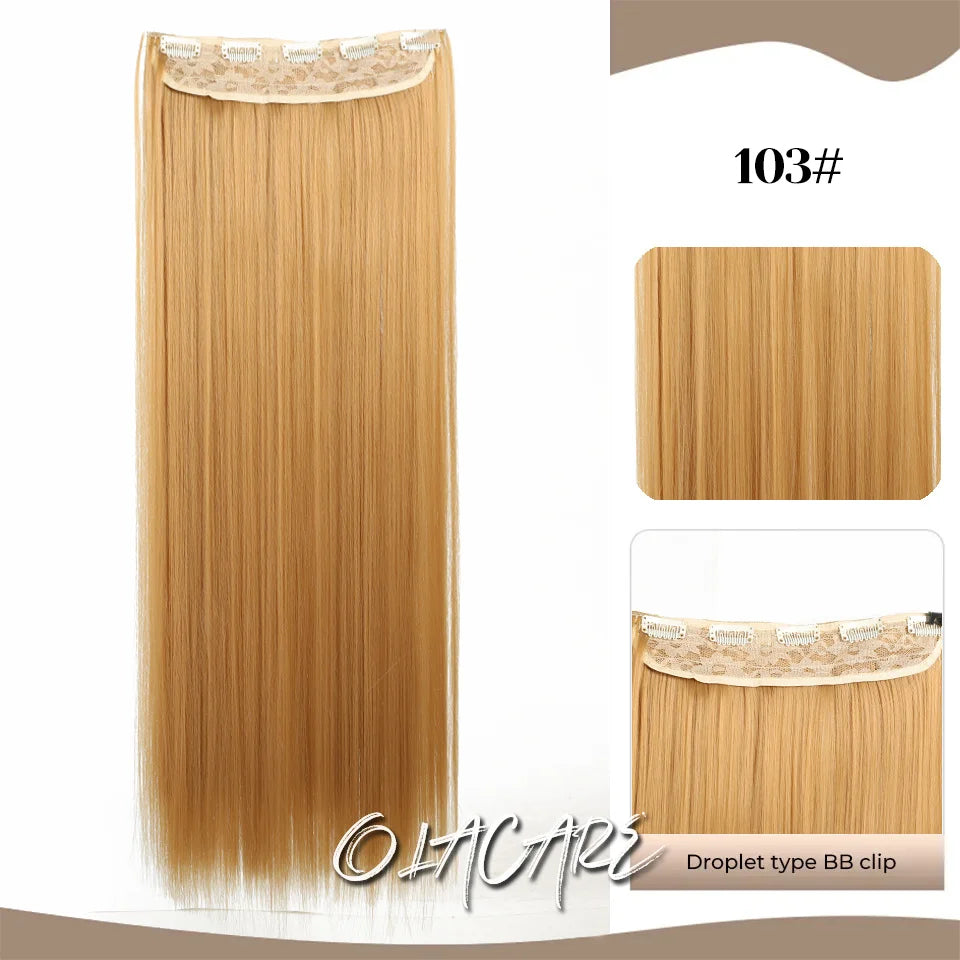 24-Inch Long Straight Clip-In Hair Extensions for Women - 44