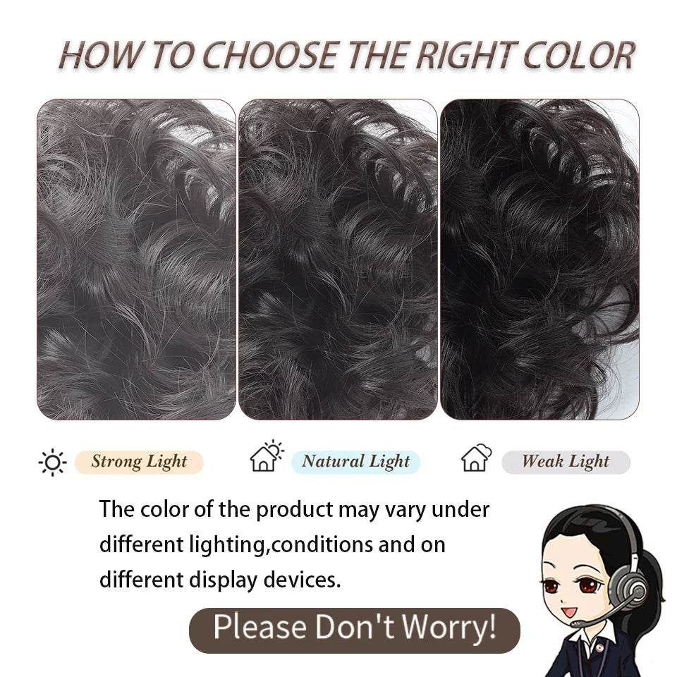 Messy Curly Hair Bun Clip-in Extension for Instant Volume
