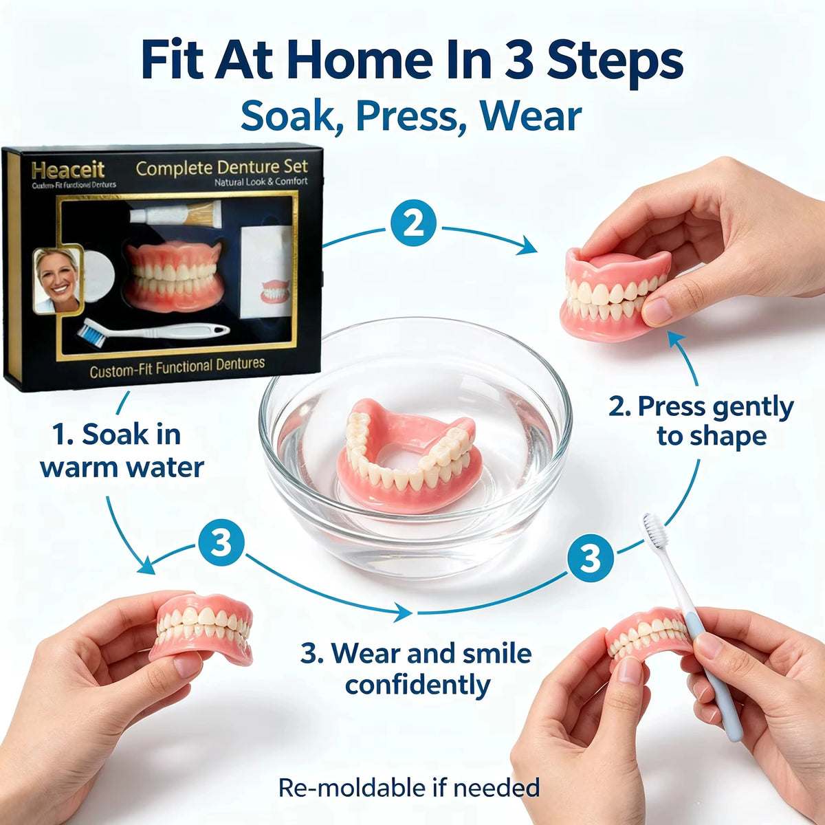 Comfort Fit Realistic Silicone Denture Set for Daily Smile Enhancement