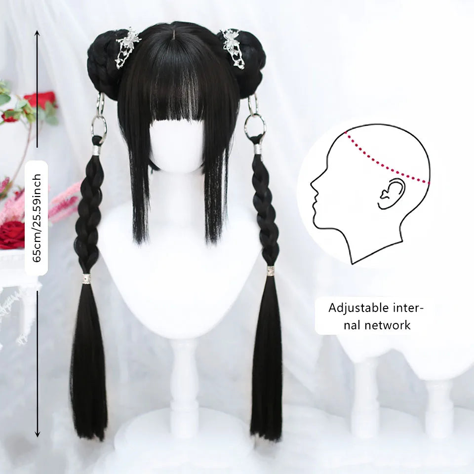 Lolita Harajuku Cosplay Wig with Hairbun Ponytails - 10