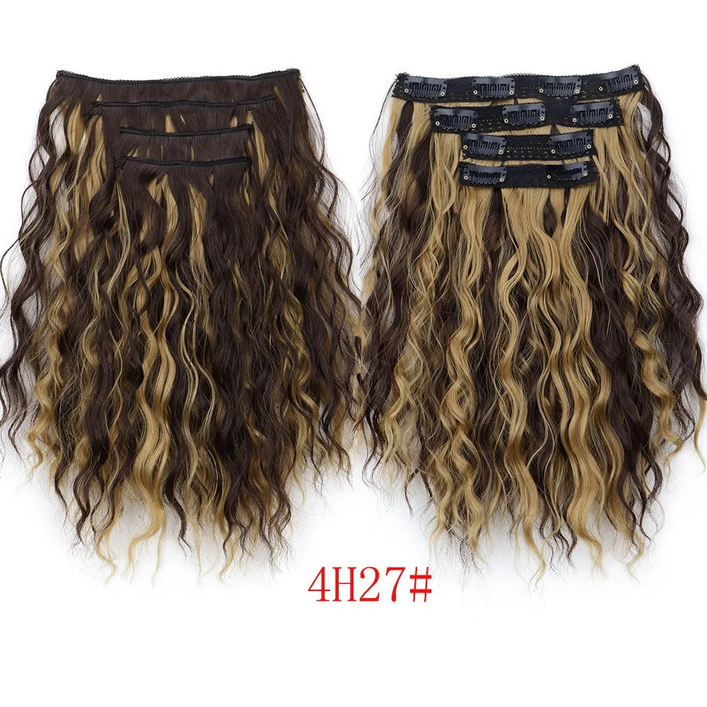 12-Inch Wavy Curly Clip-In Hair Extensions Set - 10