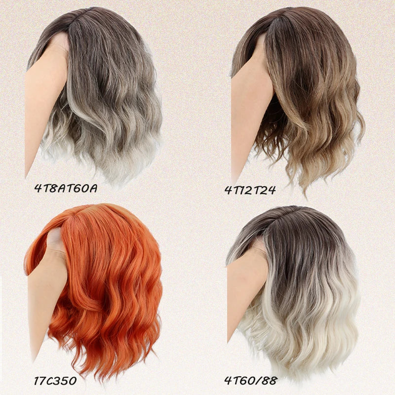 Shoulder Length Wavy Brown Wig with Dark Roots for Daily Wear