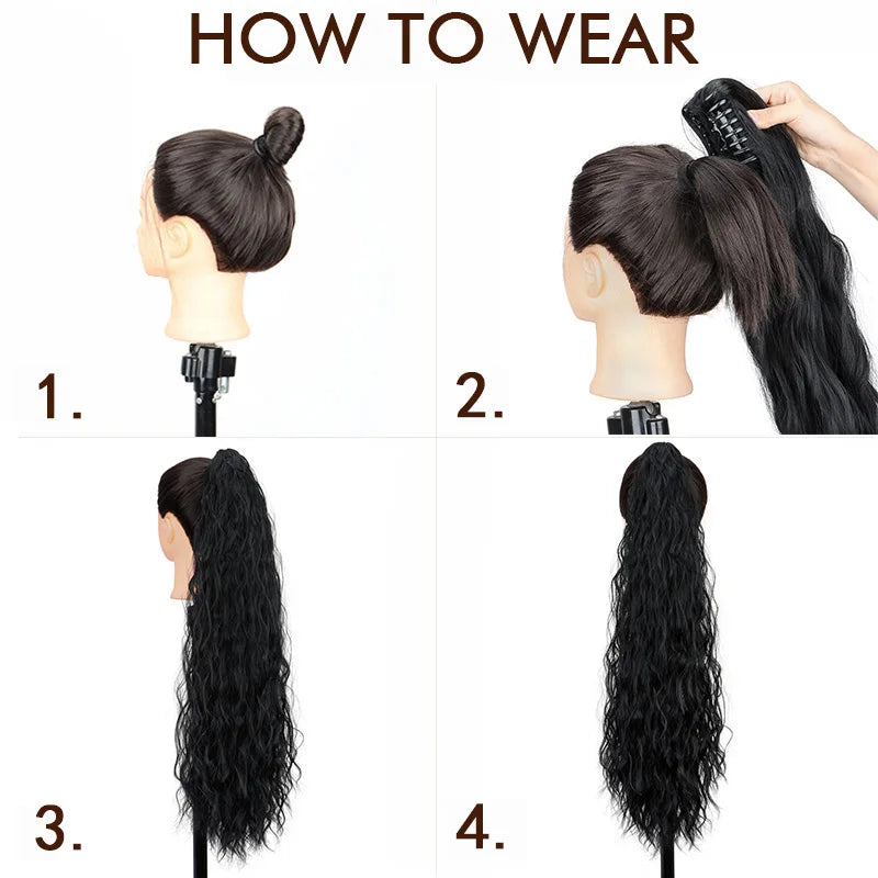 Water Wave Claw Clip Ponytail Extension for Effortless Messy Volume - 11