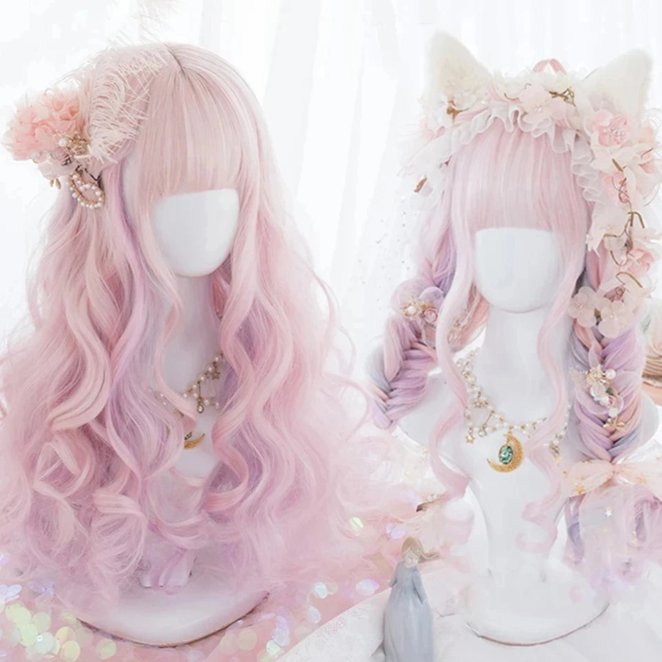 Long Wavy Blonde Cosplay Wig with Bangs - 69