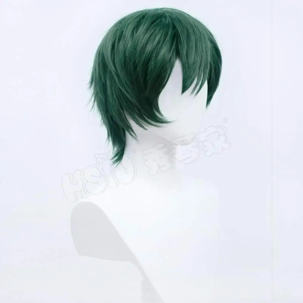 Short Green Anime Cosplay Wig for Costume Parties