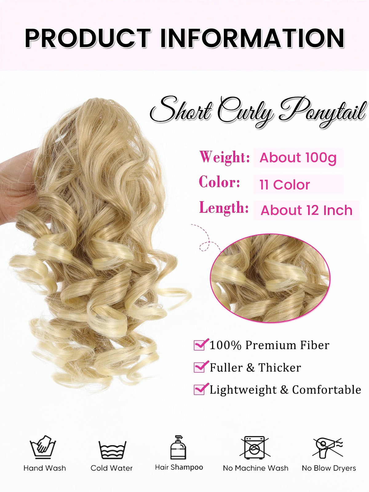 12-Inch Curly Claw Clip Ponytail Extension