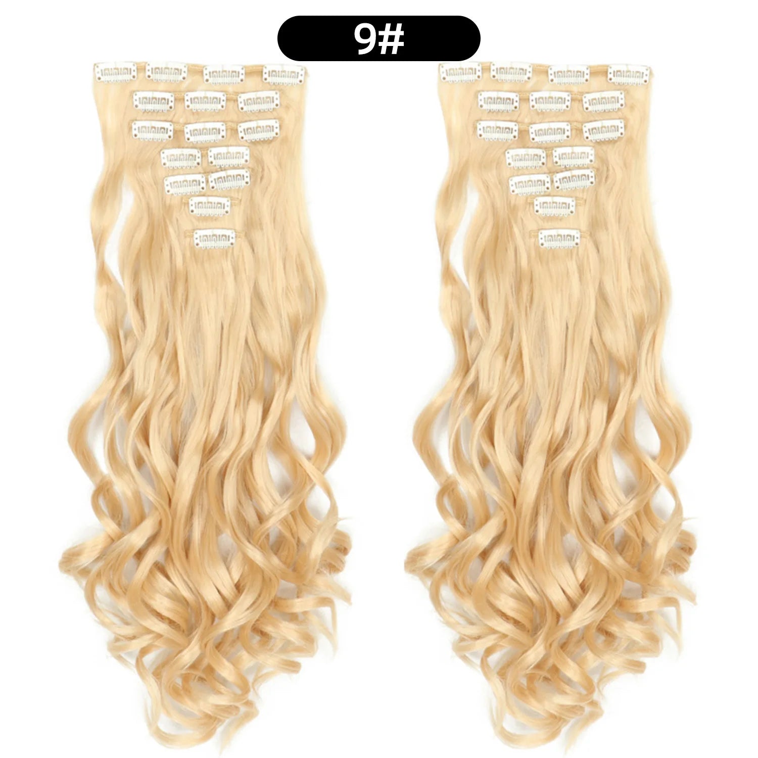 22 Inch Deep Wave Clip-In Hair Extensions Full Head Set - 40