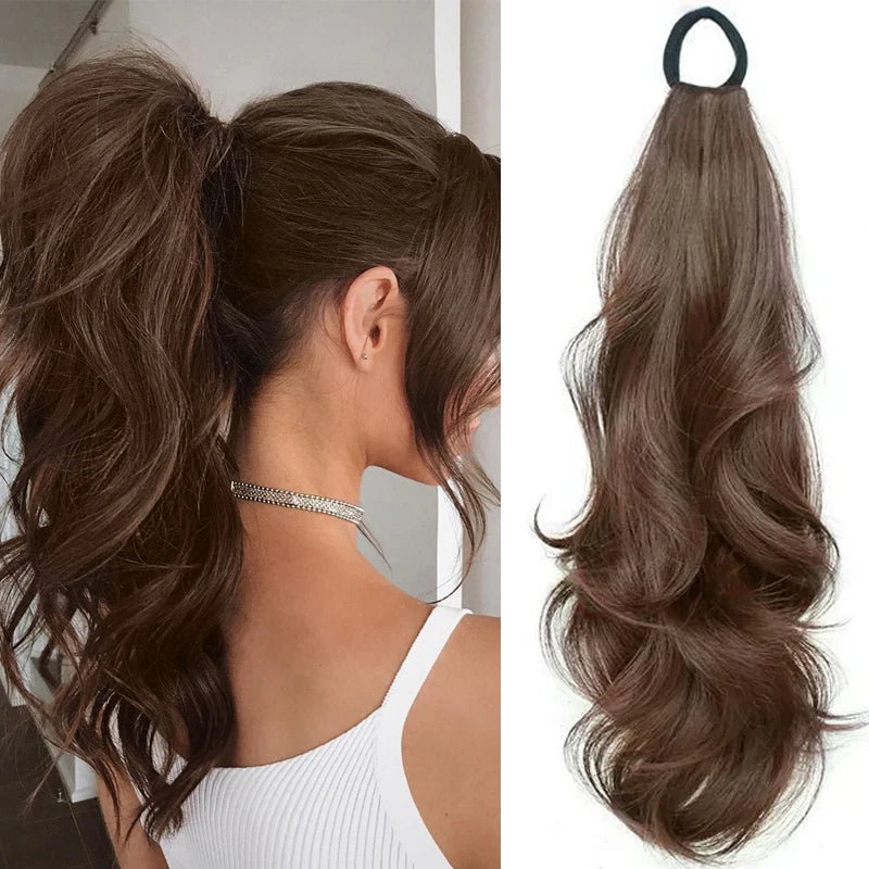 18-Inch Wavy Ponytail Extension with Elastic Band - 7