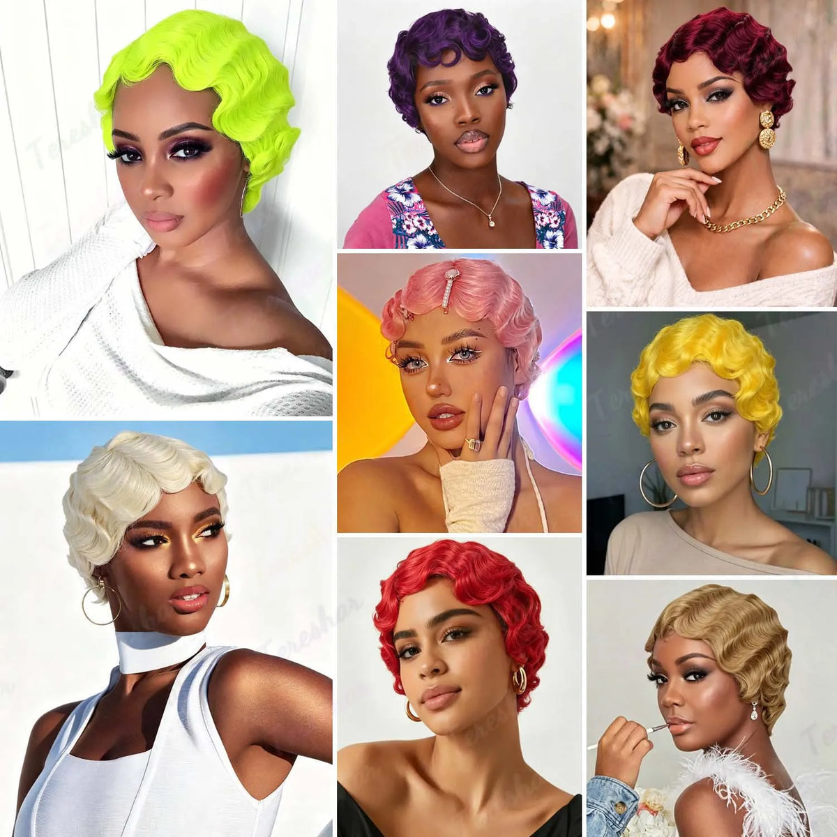 Short Finger Wave Pixie Cut Wig for Daily Wear and Vintage Style Parties
