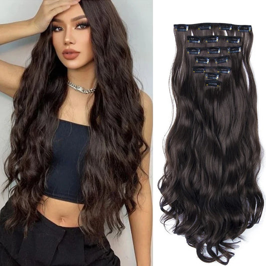 7-Piece Wavy Clip-In Synthetic Hair Extensions
