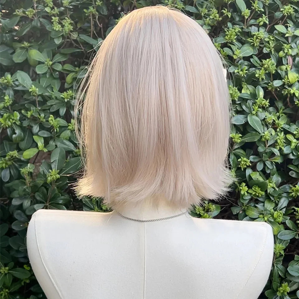 Short Curly Bob Wig with Bangs for Cosplay and Daily Wear