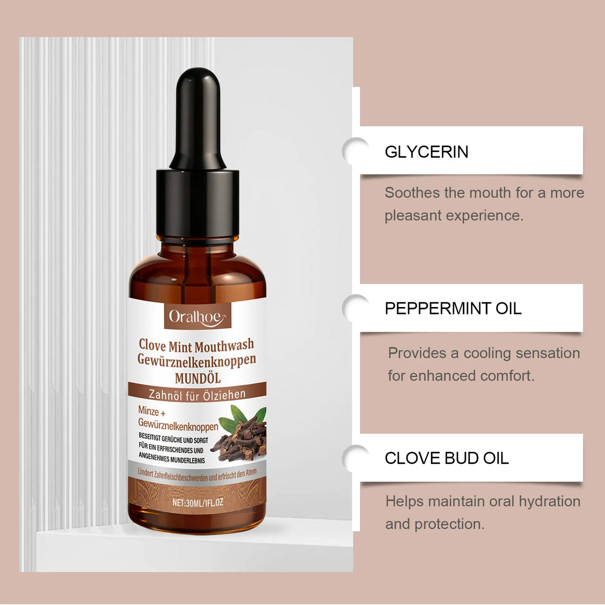 Clove Mint Mouthwash for Teeth Whitening and Fresh Breath