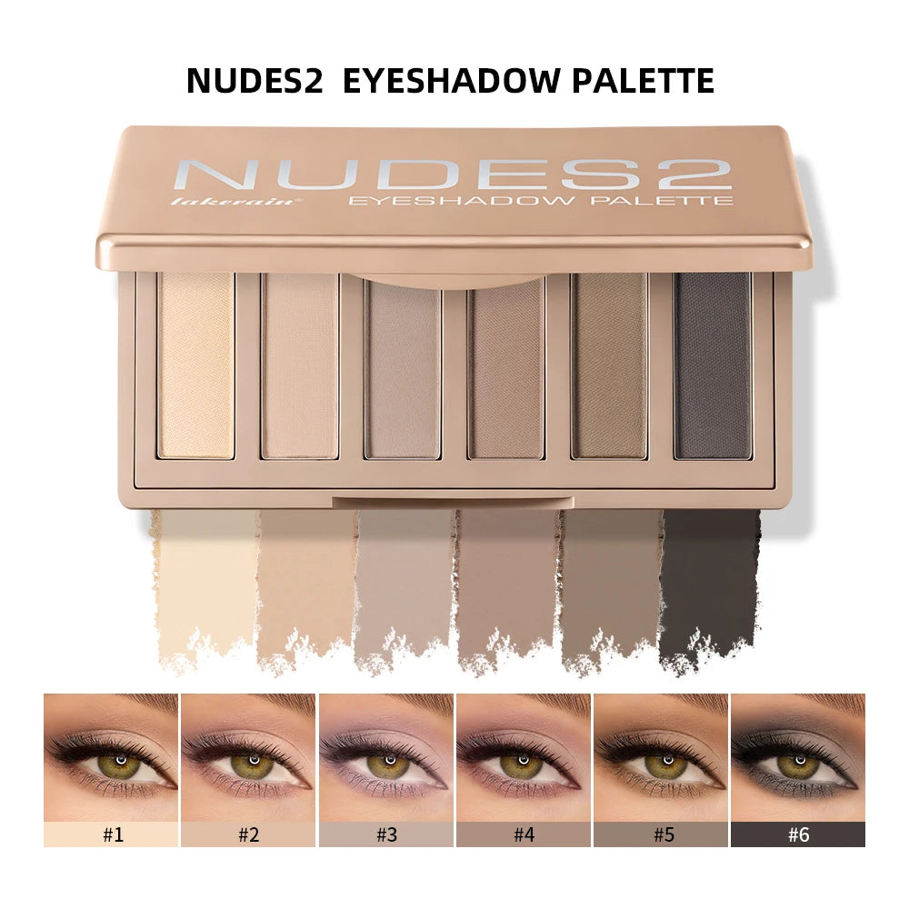 6-Color Matte Eyeshadow Palette with Professional Brush Set - 19