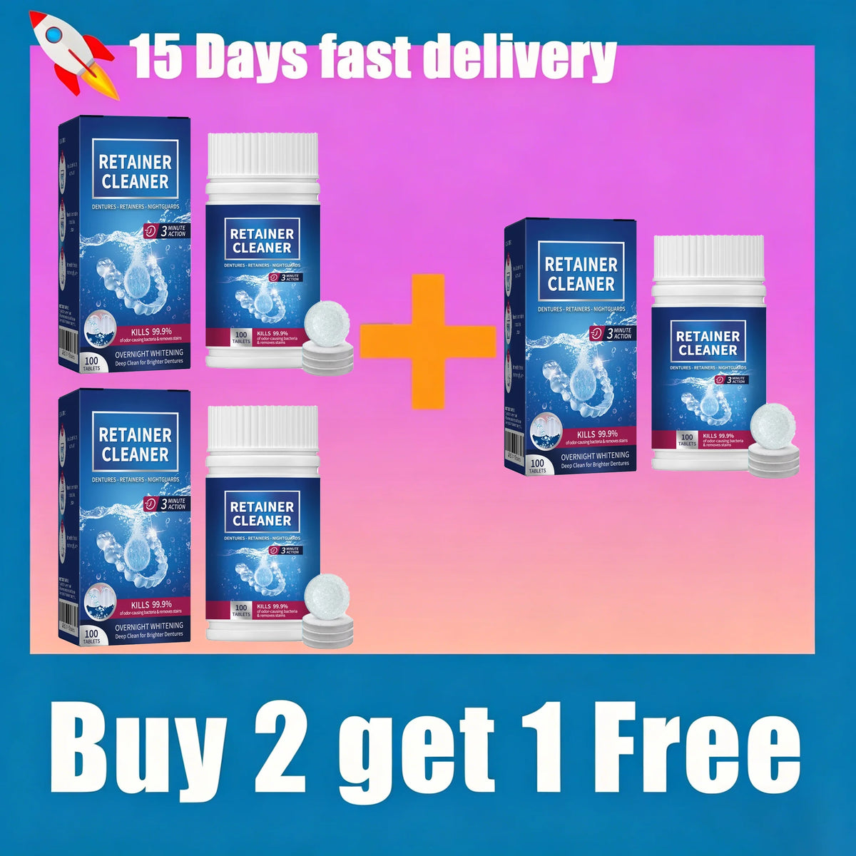 Denture and Retainer Cleaning Tablets for Deep Stain Removal