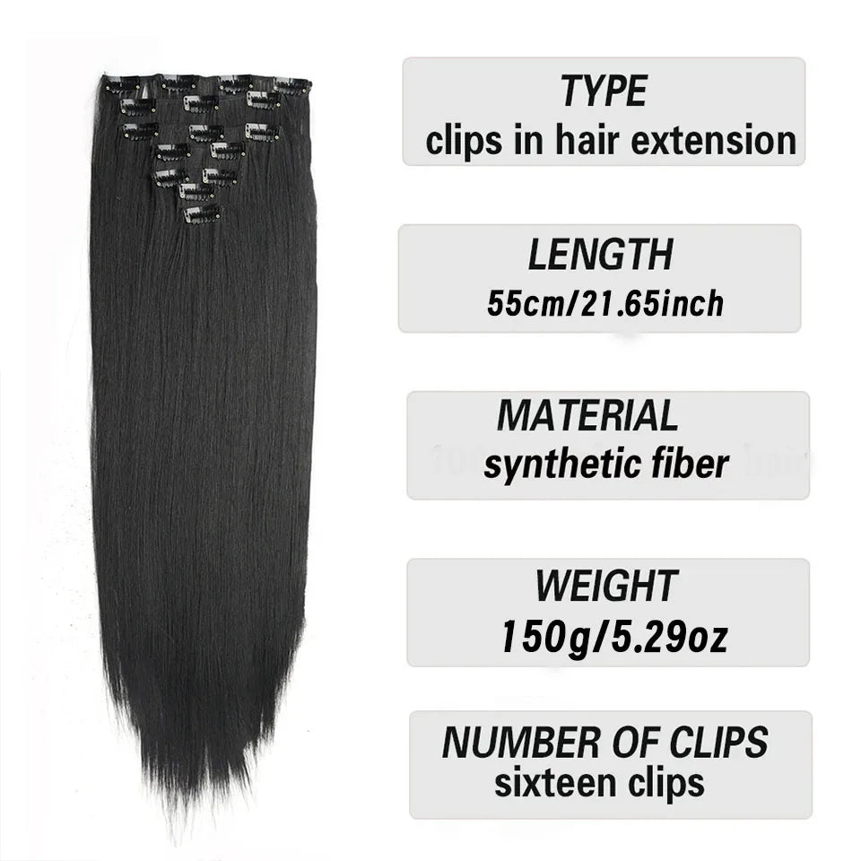 22-Inch Clip-In Long Straight Hair Extensions - 4