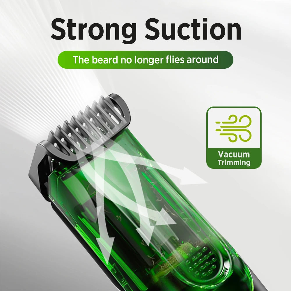Cordless Vacuum Beard Trimmer and Grooming Kit for Men