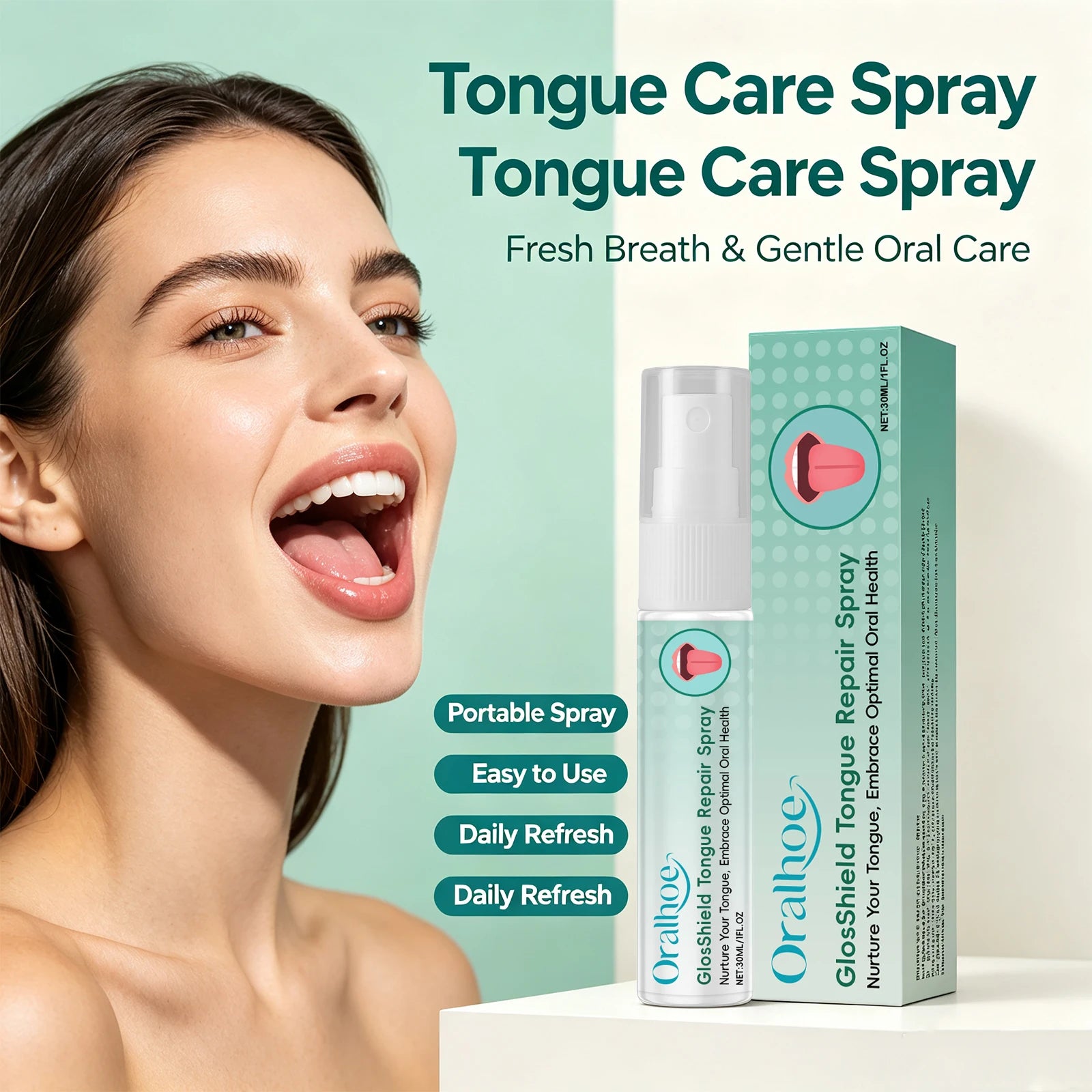 Refreshing Tongue Repair Spray for Oral Hygiene and Bad Breath Relief - 2