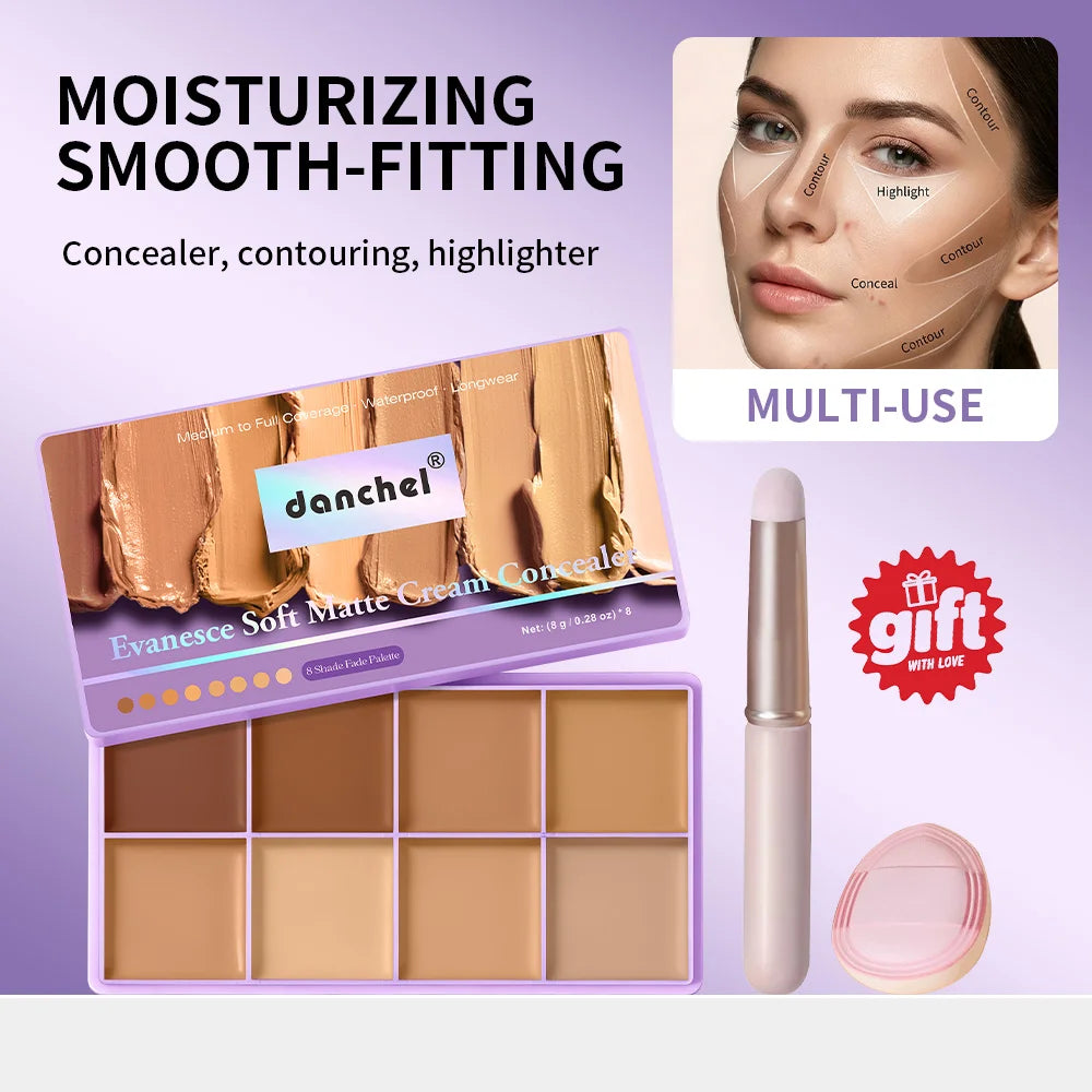 8-Shade Professional Cream Concealer and Contouring Makeup Palette - 1
