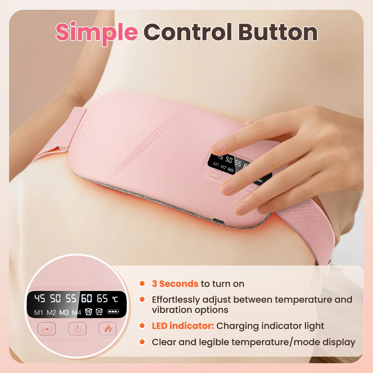 Portable Cordless Heating Pad with Vibration Massage for Period Cramps