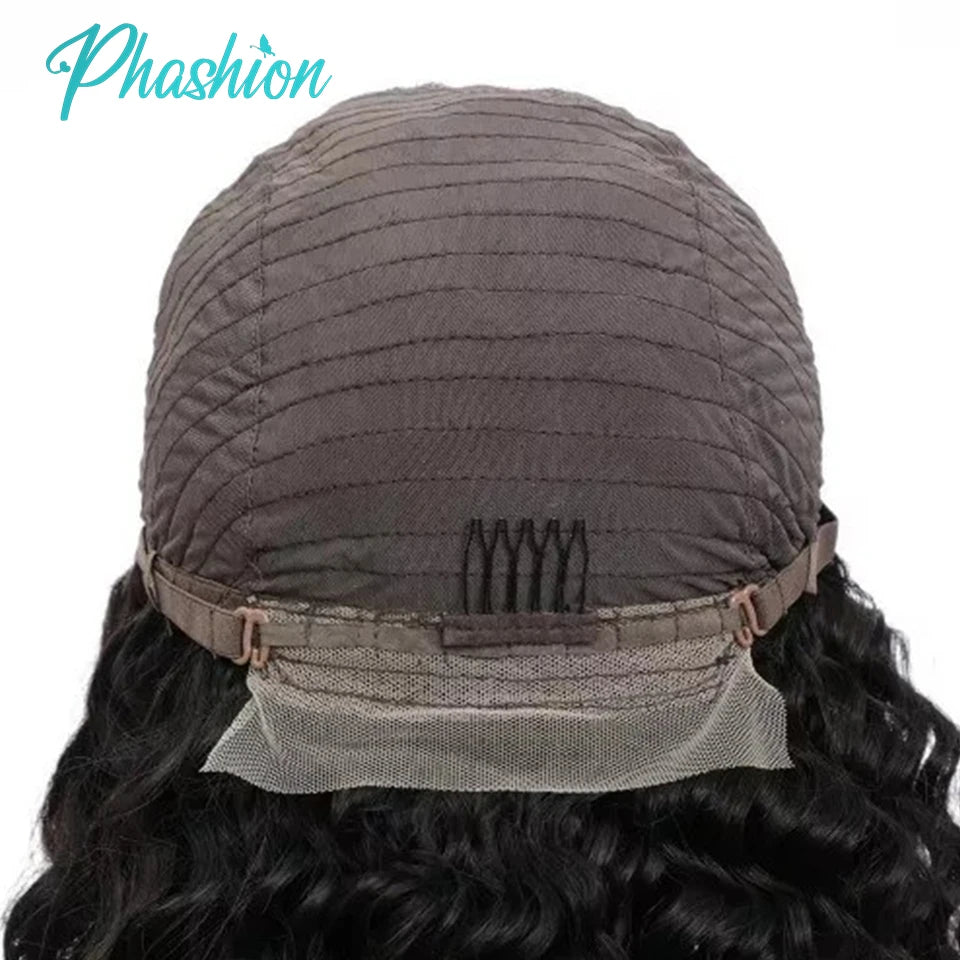Deep Curly Human Hair 13x4 Transparent Lace Front Wig - 6