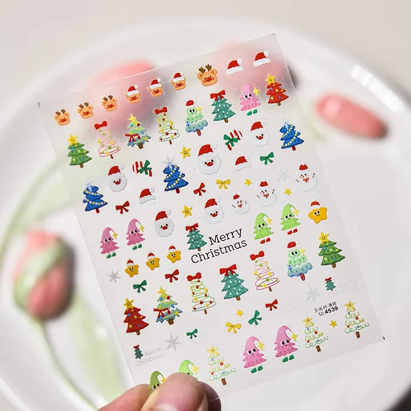 Festive 3D Christmas Nail Art Stickers for Holiday Manicure Decorations - 47