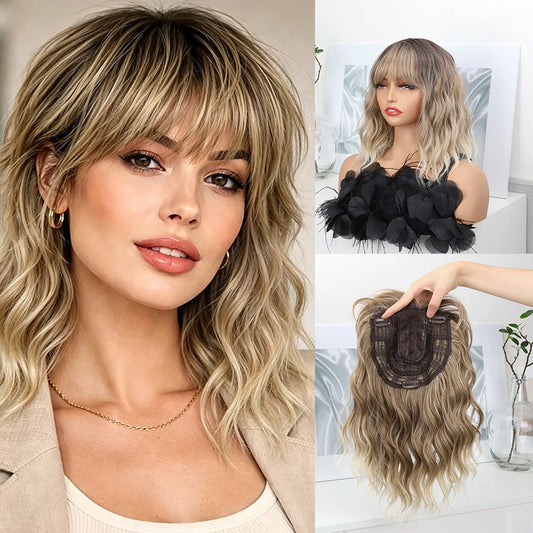 Short Wavy Bob Wig with Bangs for Natural Daily Wear