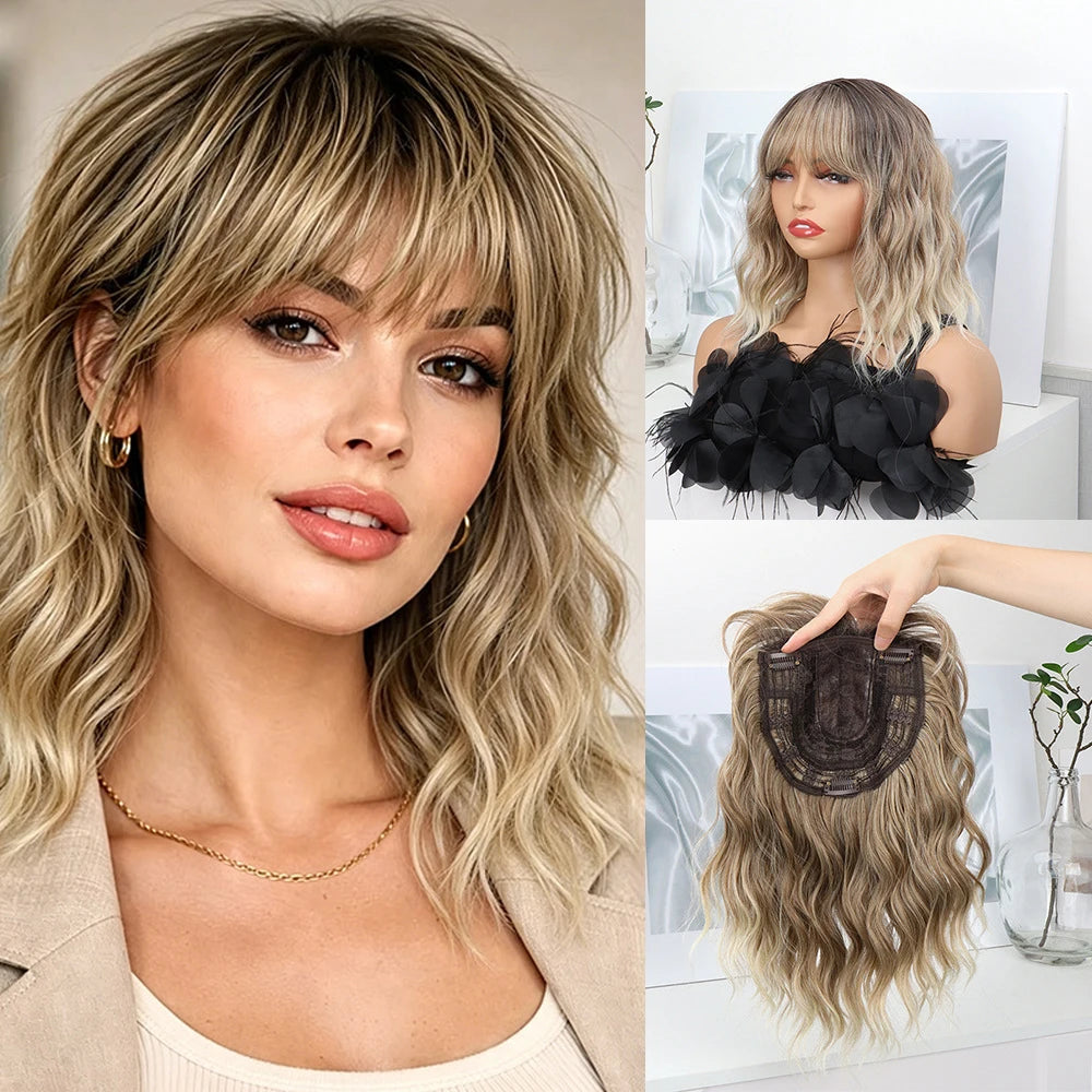 Short Wavy Bob Wig with Bangs for Natural Daily Wear - 7