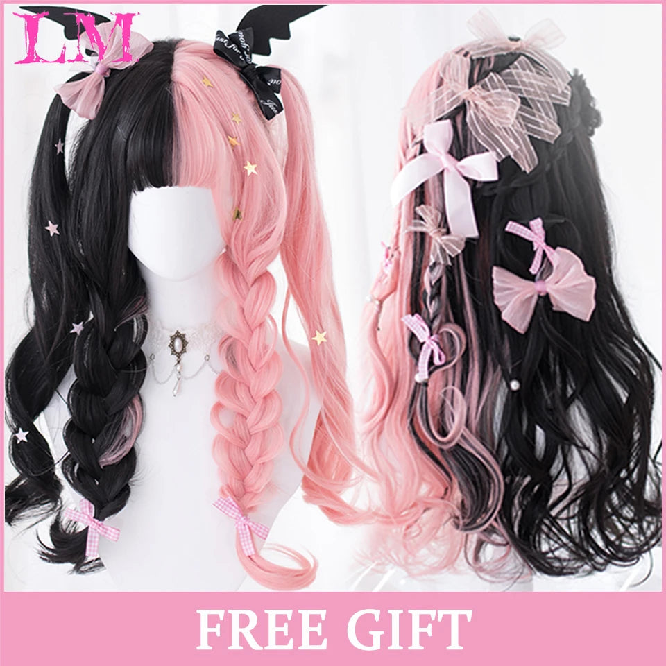 24-Inch Long Pink Cosplay Wig for Costumes
