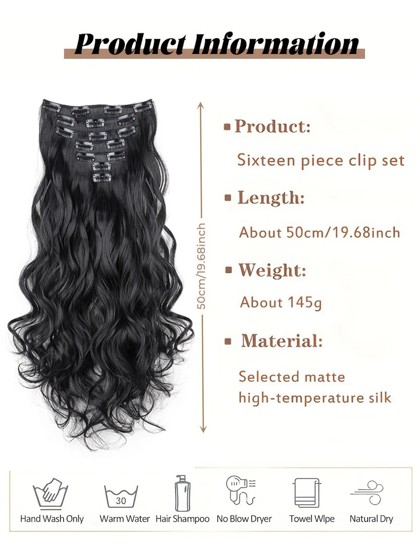 22-Inch Wavy Clip-In Hair Extensions for Instant Volume - 2