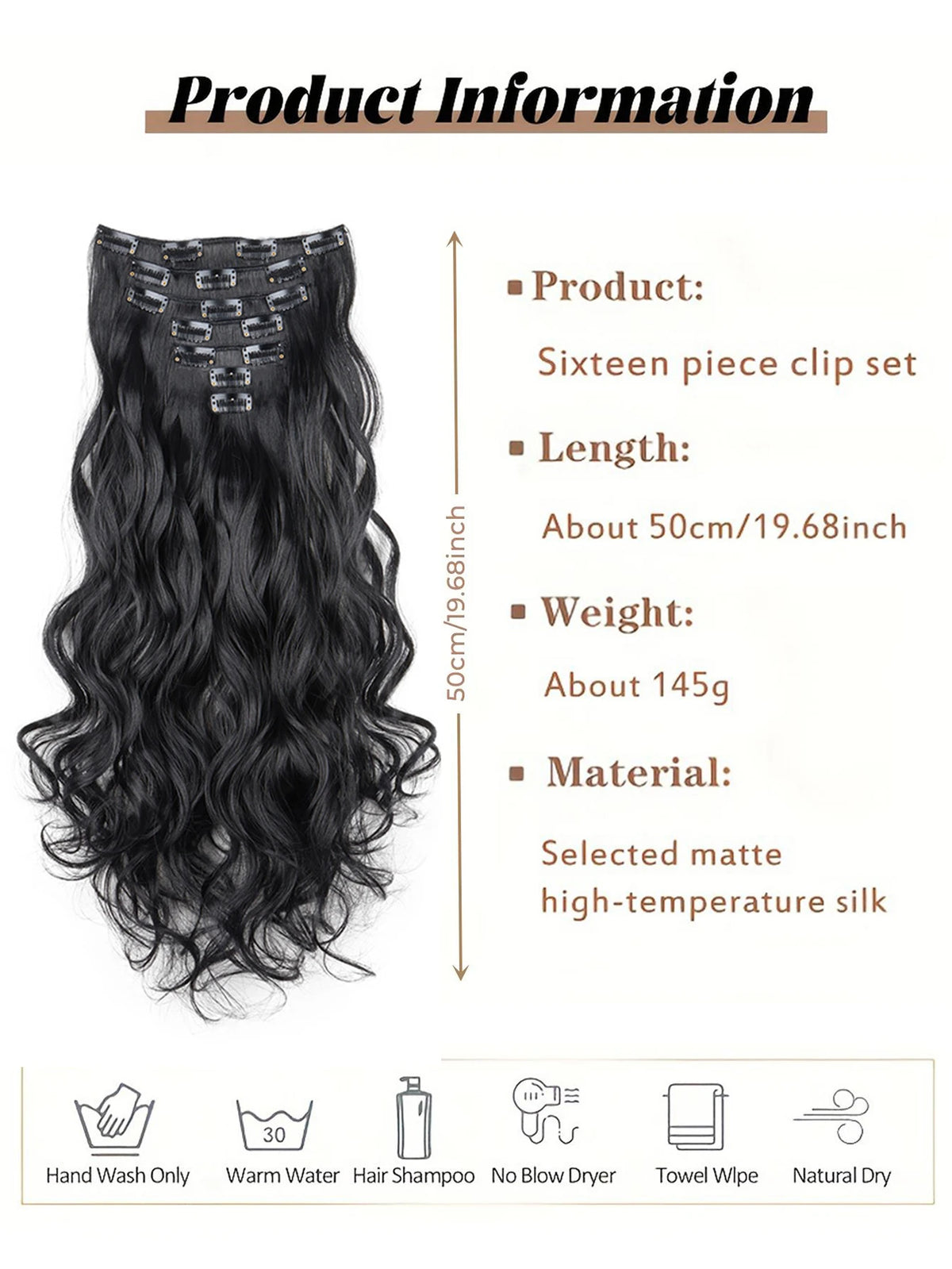 22-Inch Wavy Clip-In Hair Extensions for Instant Volume