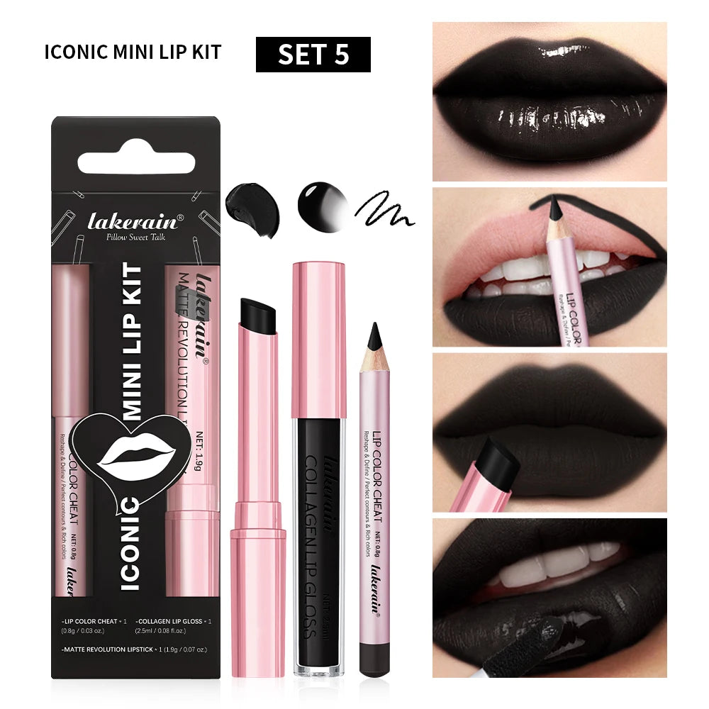 3-Piece Mini Lip Liner, Lipstick and Gloss Set for Perfect Pout - 23