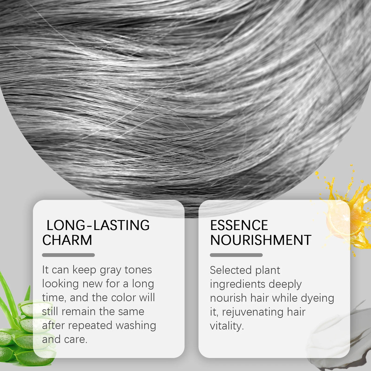 Permanent Silver Gray Hair Dye Cream for Natural White Hair Coverage