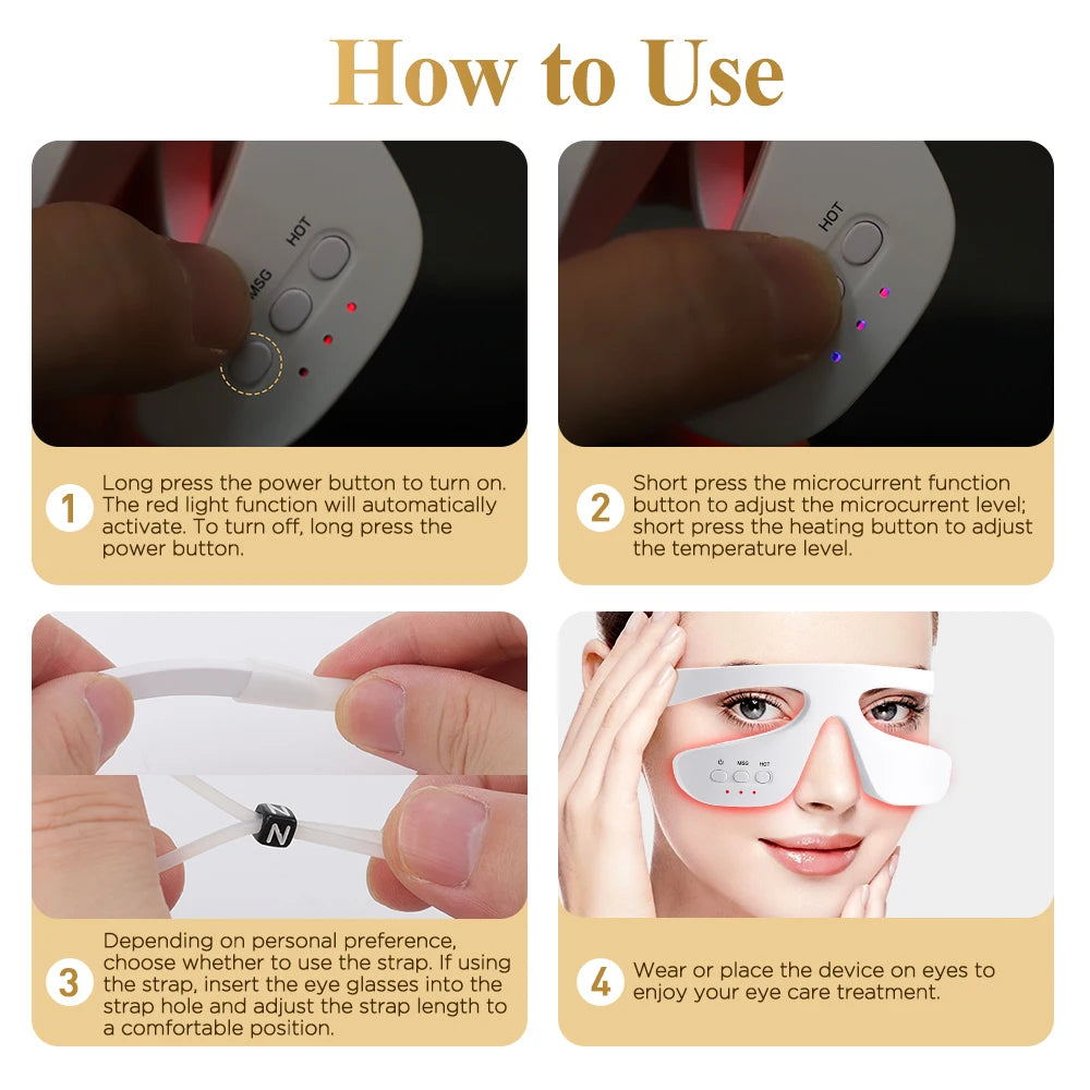 3D LED Red Light Therapy Eye Massager for Fatigue and Dark Circles - 20