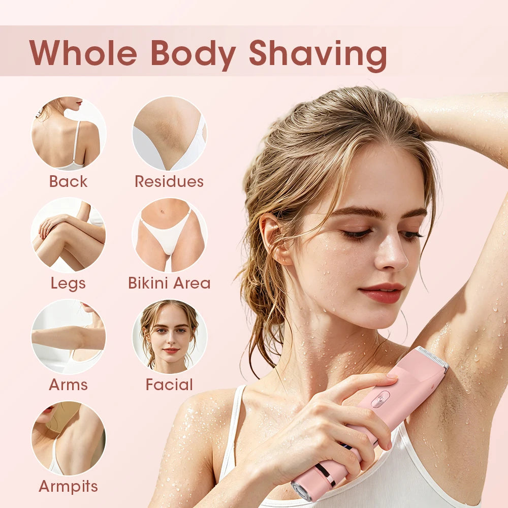 Dual-Head Electric Shaver and Bikini Trimmer for Women