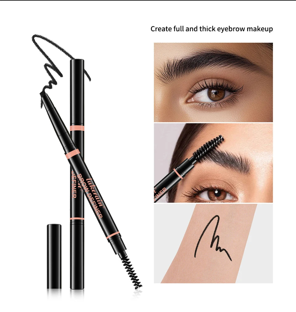 Waterproof Triangular Tip Eyebrow Pencil with Built-in Grooming Brush - 12
