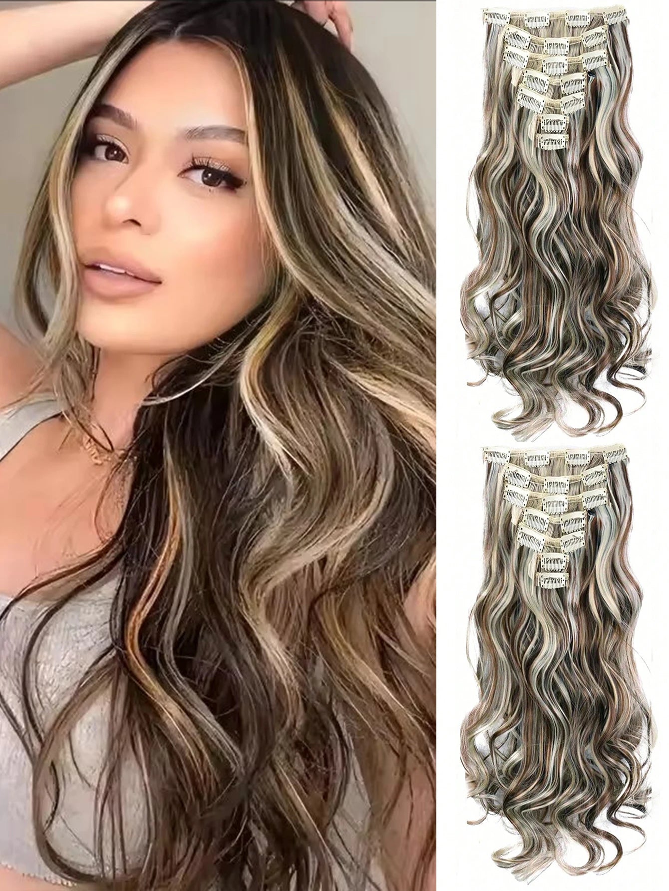 22-Inch Wavy Clip-In Hair Extensions for Instant Volume - 13