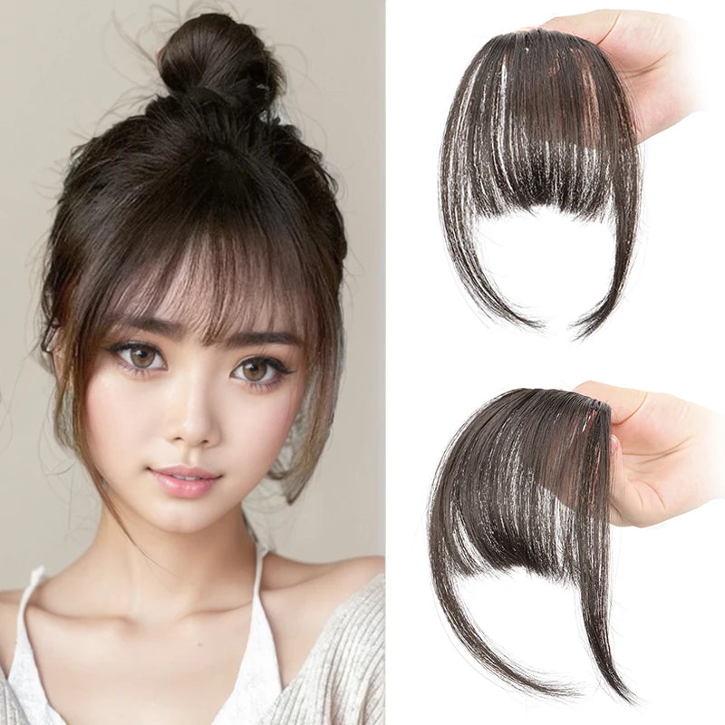 Clip-In Invisible Synthetic Hair Bangs for Instant Fringe Styling - 1