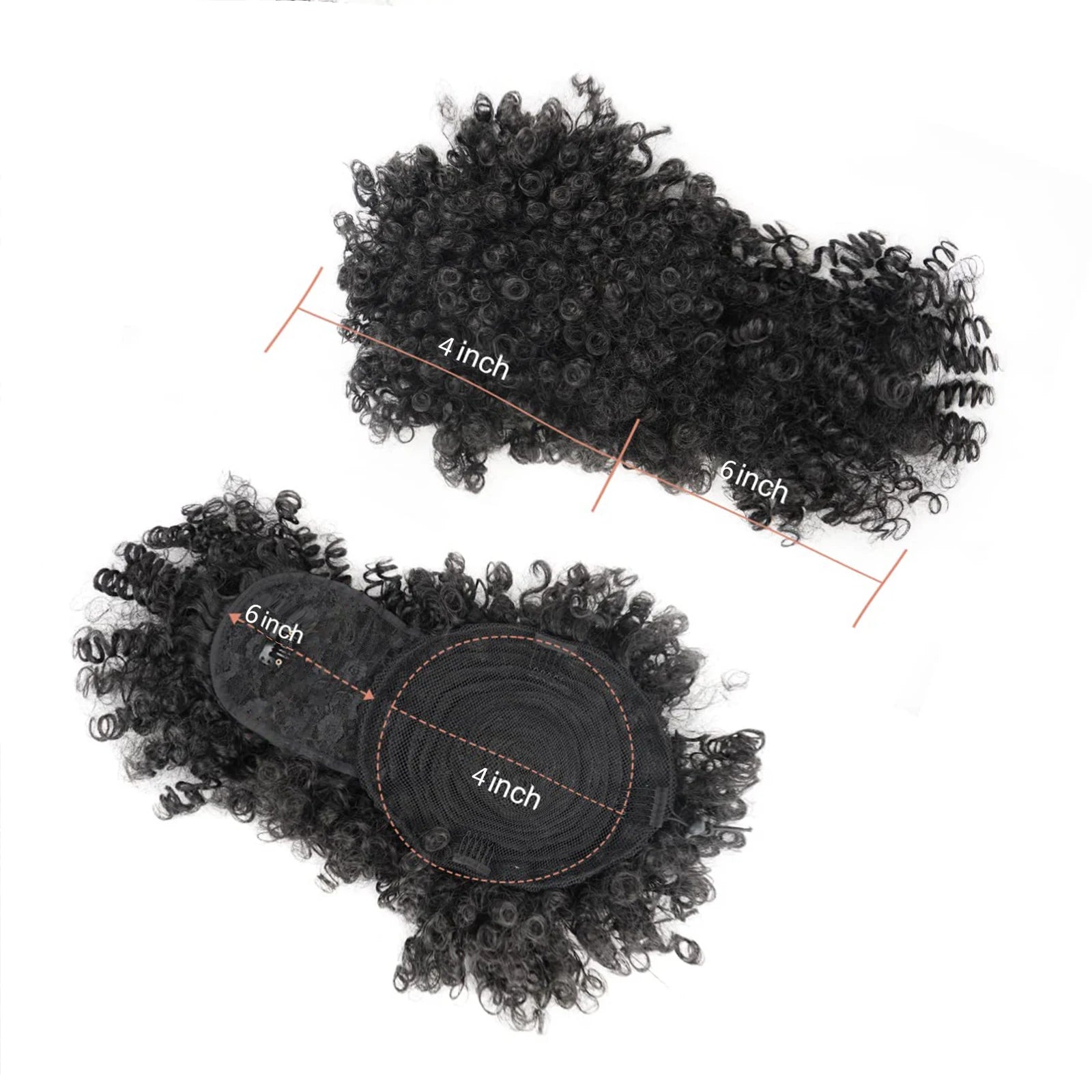 Kinky Curly Afro Puff Drawstring Ponytail with Bangs for Women - 5