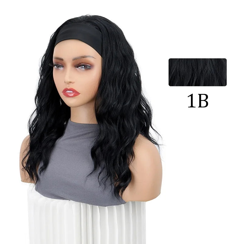 Short Curly Water Wave Synthetic Headband Wig for Daily Wear - 10