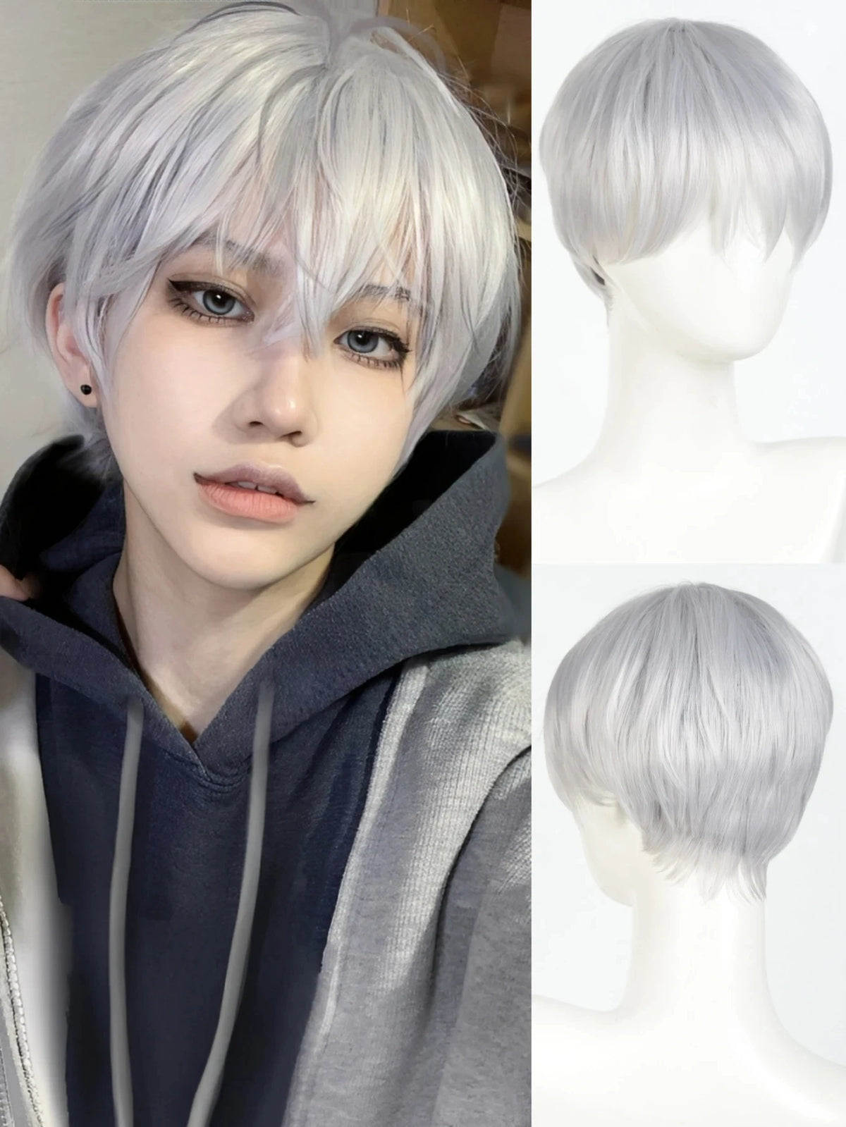 Short Mullet Anime Cosplay Wig with Bangs