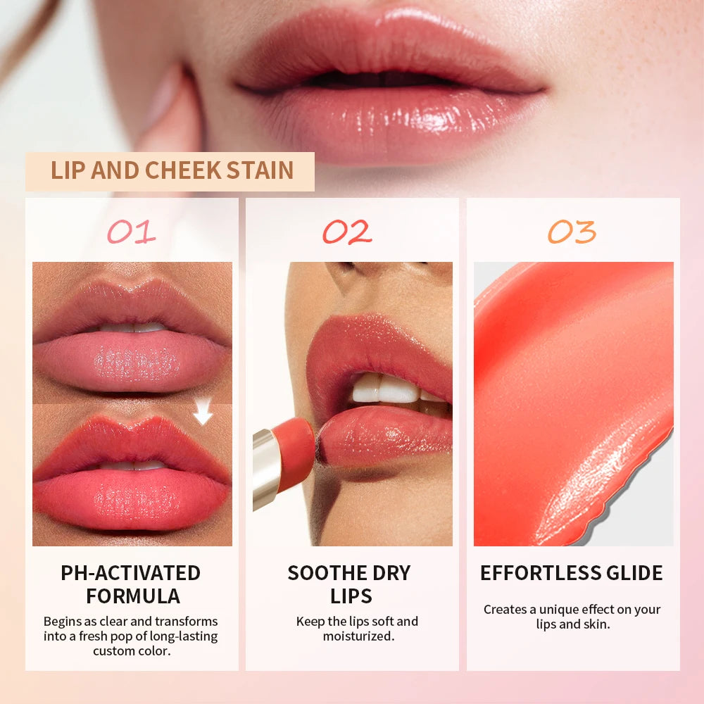 pH-Activated Color-Changing Lip and Cheek Stain for Natural Glow
