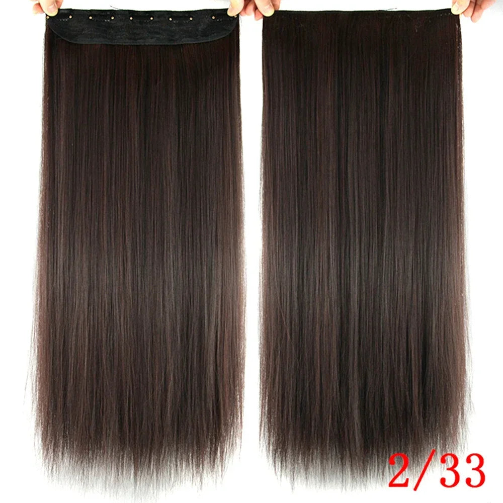 Straight Synthetic Clip-In Hair Extensions for Instant Volume - 21