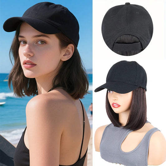 12-Inch Short Bob Synthetic Hair Extension Baseball Cap