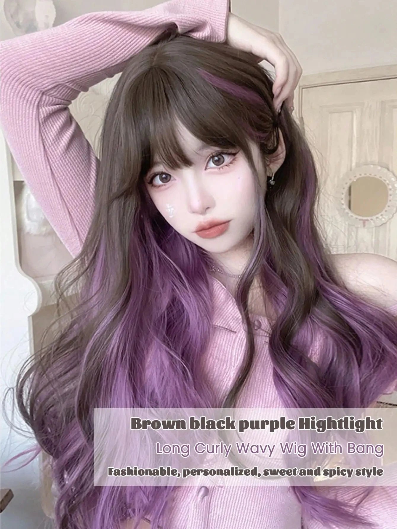 Long Deep Wave Lolita Wig with Bangs - 12